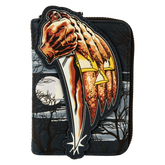 halloween michael myers jack-o'-lantern glow zip around wallet