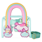 minions fluffy unicorn rainbow clear mini tote crossbody bag