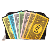 monopoly 90th anniversary money glitter zip around wallet
