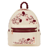 loungefly cream & red floral mini backpack
