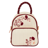 loungefly cream & red floral convertible mini backpack & crossbody bag