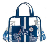 mlb la dodgers clear tote crossbody stadium bag with pouch