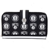 nba brooklyn nets logo zip around wallet
