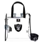 nfl las vegas raiders clear convertible backpack & tote crossbody stadium bag