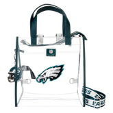 nfl philadelphia eagles clear convertible backpack & tote crossbody stadium bag