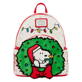 peanuts snoopy & woodstock holiday plush wreath mini backpack