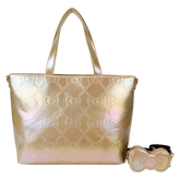 sanrio hello kitty 50th anniversary metallic gold tote crossbody bag with coin bag