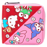 sanrio hello kitty & friends color block zip around wallet