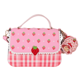 strawberry shortcake denim gingham crossbody bag with coin bag