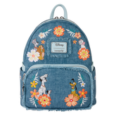 disney dogs & cats floral faux denim fringe mini backpack