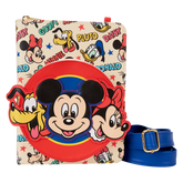 mickey & friends classic all-over print refillable stationery zip around crossbody journal
