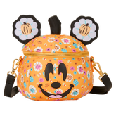 mickey mouse floral pumpkin head glow figural crossbody bag