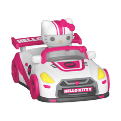 bitty pop! rides hello kitty in racecar