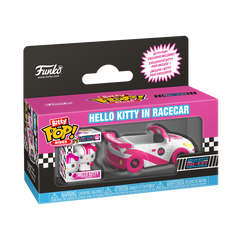 bitty pop! rides hello kitty in racecar