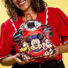 mickey & friends classic all-over print mini backpack with ear headband