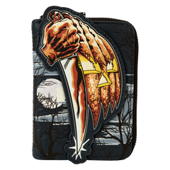 halloween michael myers jack-o'-lantern glow zip around wallet