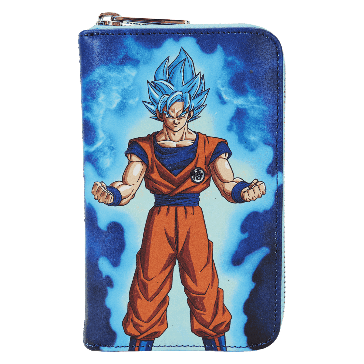 dragon ball exclusive goku & vegeta super saiyan blue glow zip around wallet