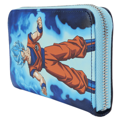 dragon ball exclusive goku & vegeta super saiyan blue glow zip around wallet