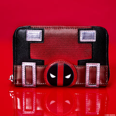 marvel metallic deadpool cosplay zip around wallet
