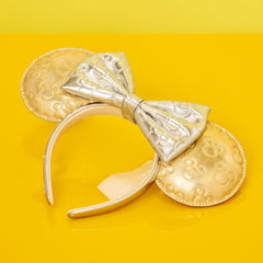 minnie mouse exclusive metallic gold & silver quilted ear headband