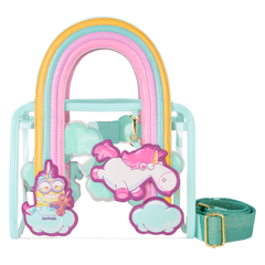 minions fluffy unicorn rainbow clear mini tote crossbody bag