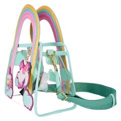 minions fluffy unicorn rainbow clear mini tote crossbody bag