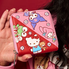 sanrio hello kitty & friends color block zip around wallet