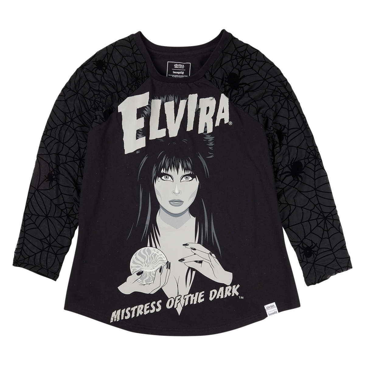 elvira, mistress of the dark glow unisex raglan tee