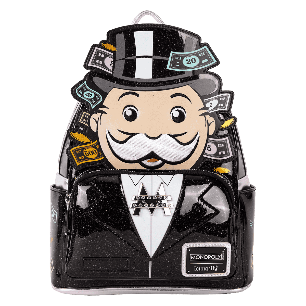 monopoly 90th anniversary pennybags glitter cosplay mini backpack