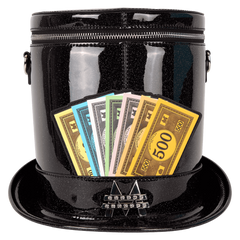 monopoly 90th anniversary top hat glitter figural crossbody bag