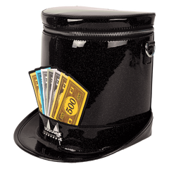 monopoly 90th anniversary top hat glitter figural crossbody bag
