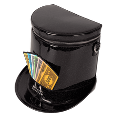 monopoly 90th anniversary top hat glitter figural crossbody bag