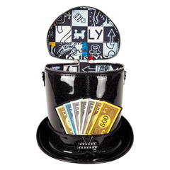 monopoly 90th anniversary top hat glitter figural crossbody bag
