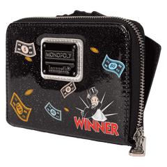 monopoly 90th anniversary money glitter zip around wallet