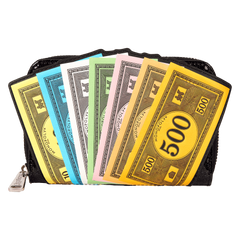 monopoly 90th anniversary money glitter zip around wallet