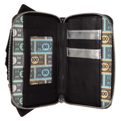 monopoly 90th anniversary money glitter zip around wallet