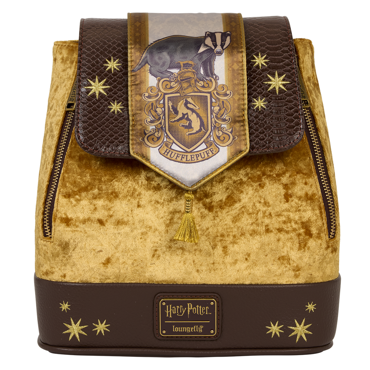 exclusive harry potter hufflepuff banner velvet mini backpack