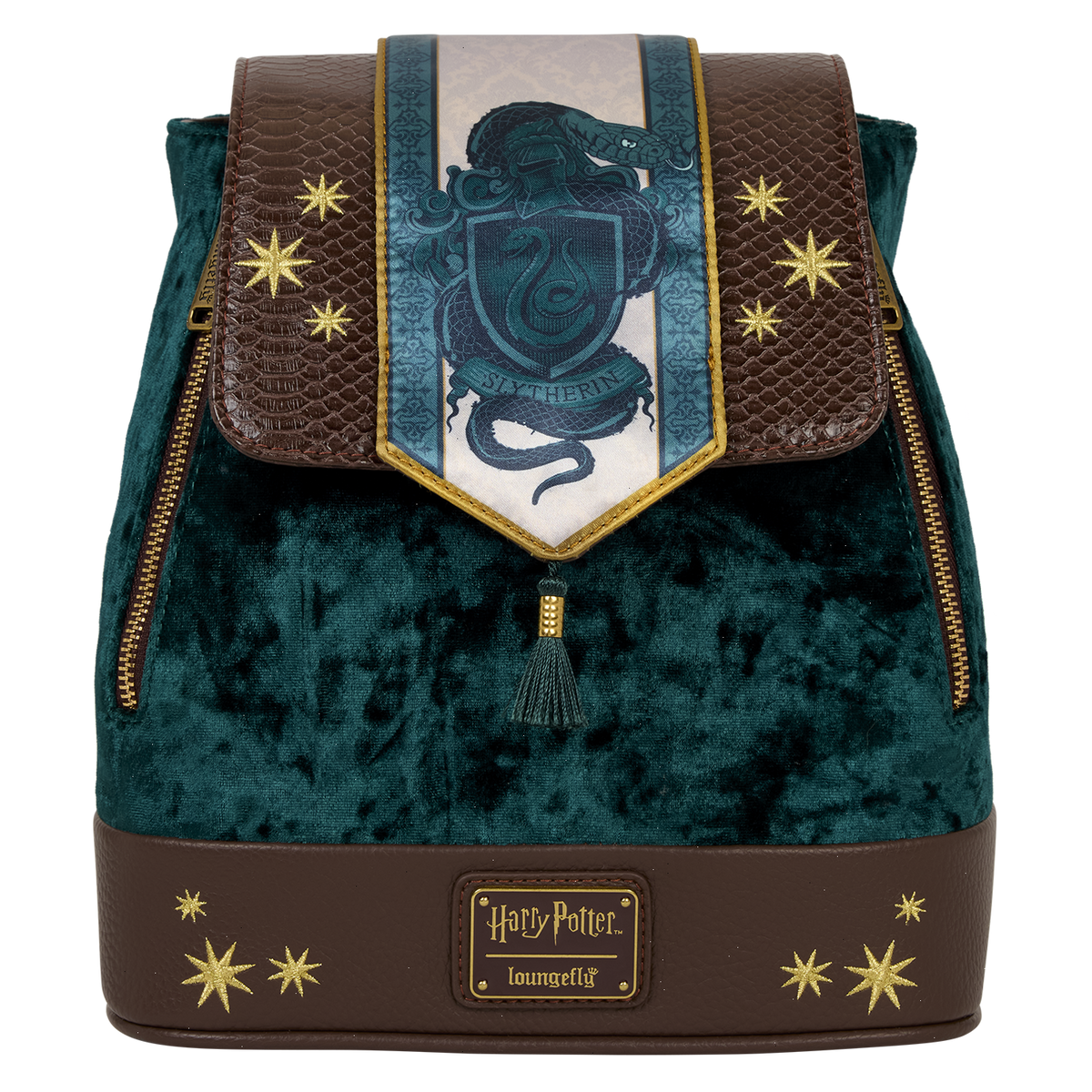 exclusive harry potter slytherin banner velvet mini backpack