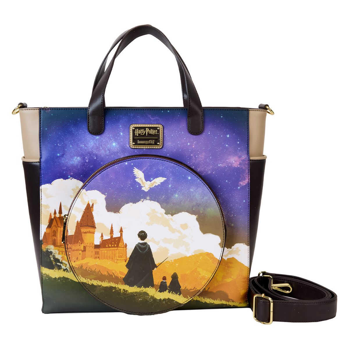 harry potter hogwarts starry sky convertible backpack & tote crossbody bag