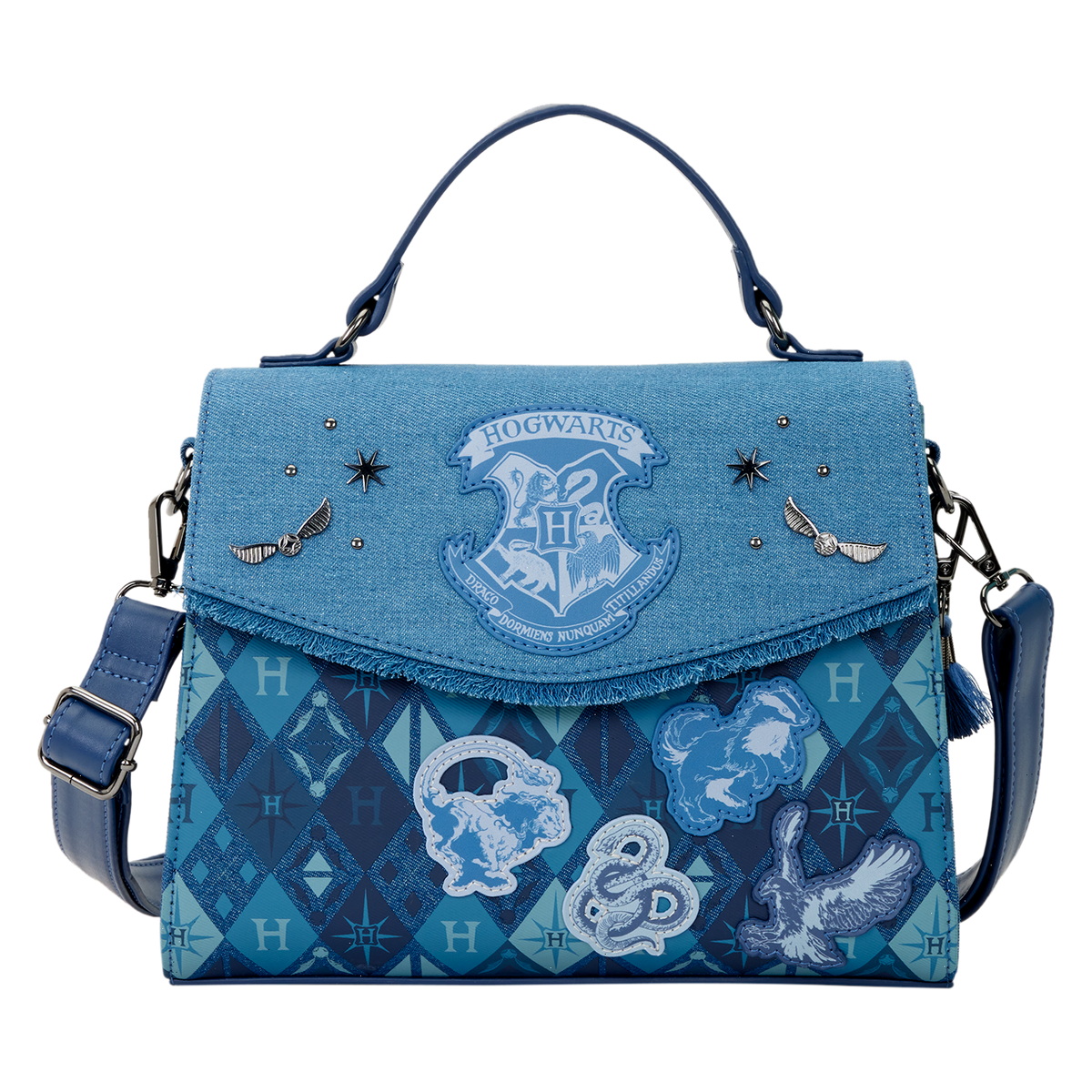 harry potter hogwarts denim crossbody bag
