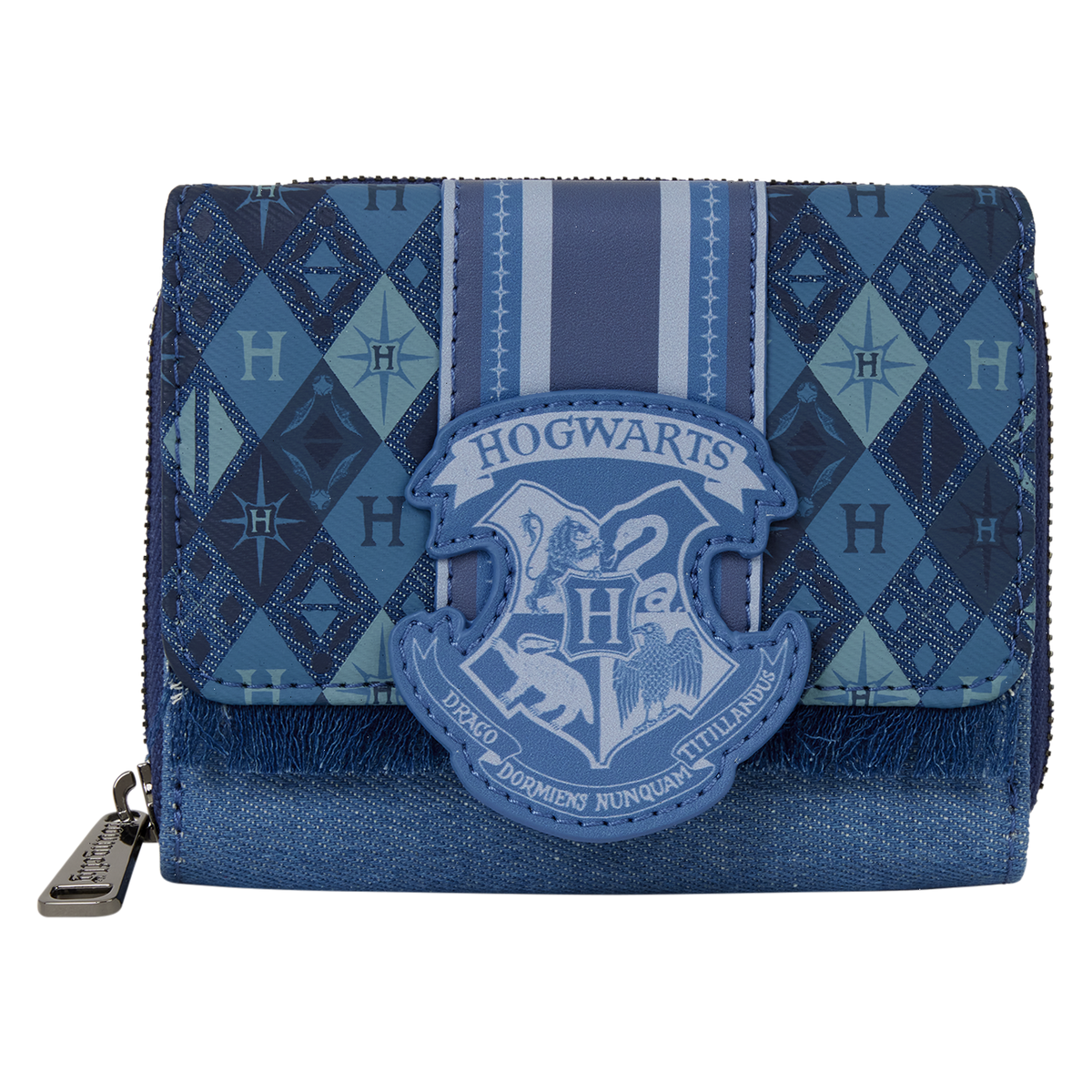 harry potter hogwarts denim tri-fold wallet