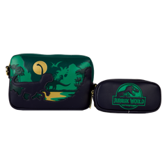 jurassic world jungle dinosaur silhouette sling crossbody bag with coin bag