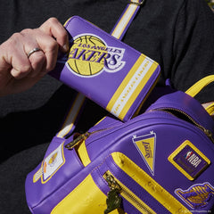 nba los angeles lakers patch icons zip around wallet