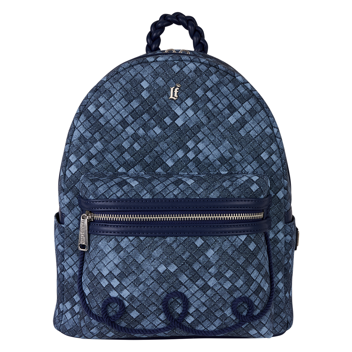 loungefly faux denim mini backpack