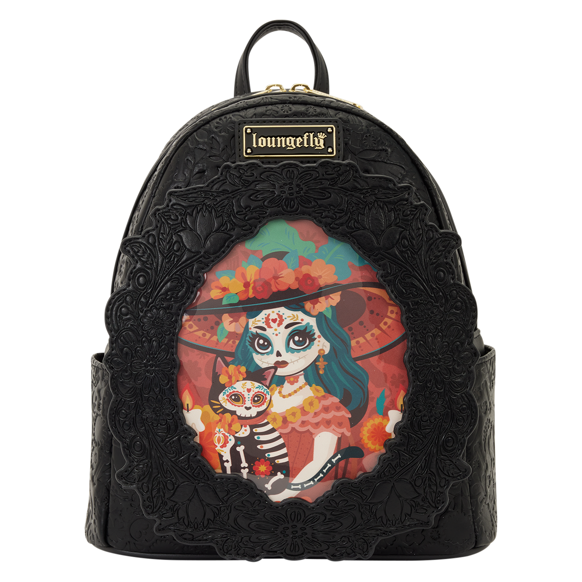 loungefly día de los muertos la catrina photo insert mini backpack