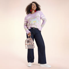 loungefly clear floral mini backpack