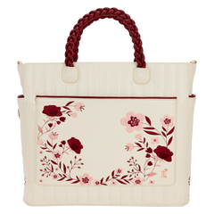 loungefly cream & red floral convertible backpack and tote crossbody bag