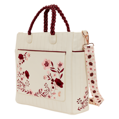 loungefly cream & red floral convertible backpack and tote crossbody bag