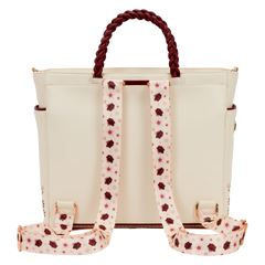 loungefly cream & red floral convertible backpack and tote crossbody bag