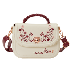 loungefly cream & red floral crossbody bag